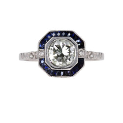 Bague diamant saphirs style art déco - Castafiore