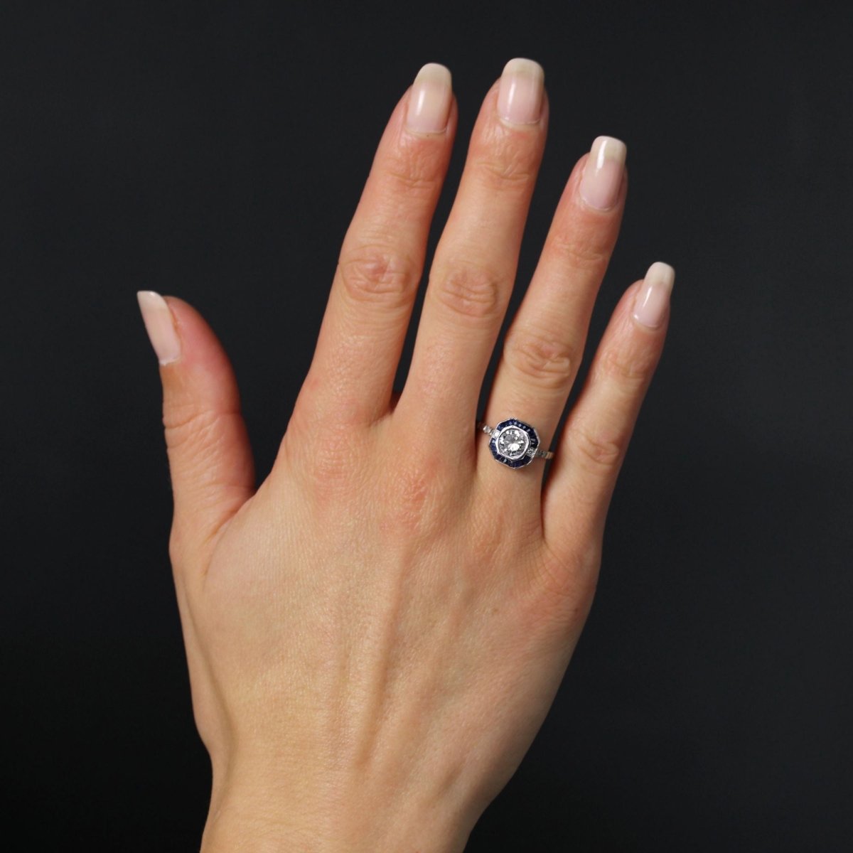 Bague diamant saphirs style art déco - Castafiore