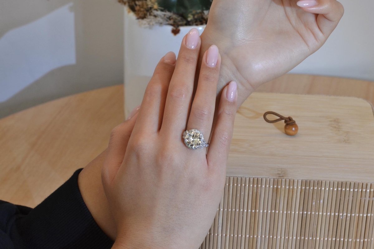 Bague diamants demi taille de 4,39 cts K-VS2 - Castafiore