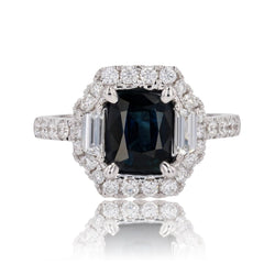 Bague diamants et saphir bleu intense - Castafiore