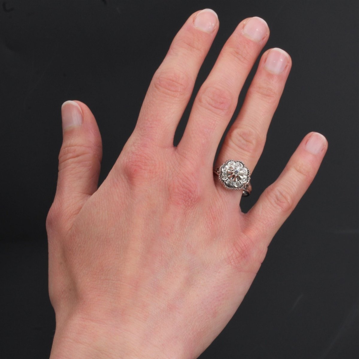 Bague diamants or blanc rétro - Castafiore