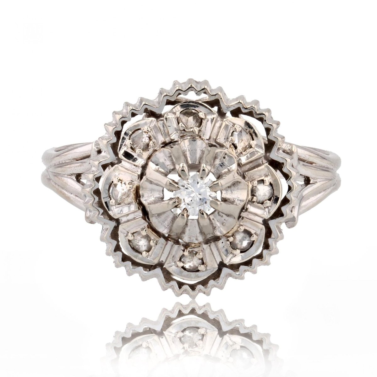 Bague diamants or blanc rétro - Castafiore