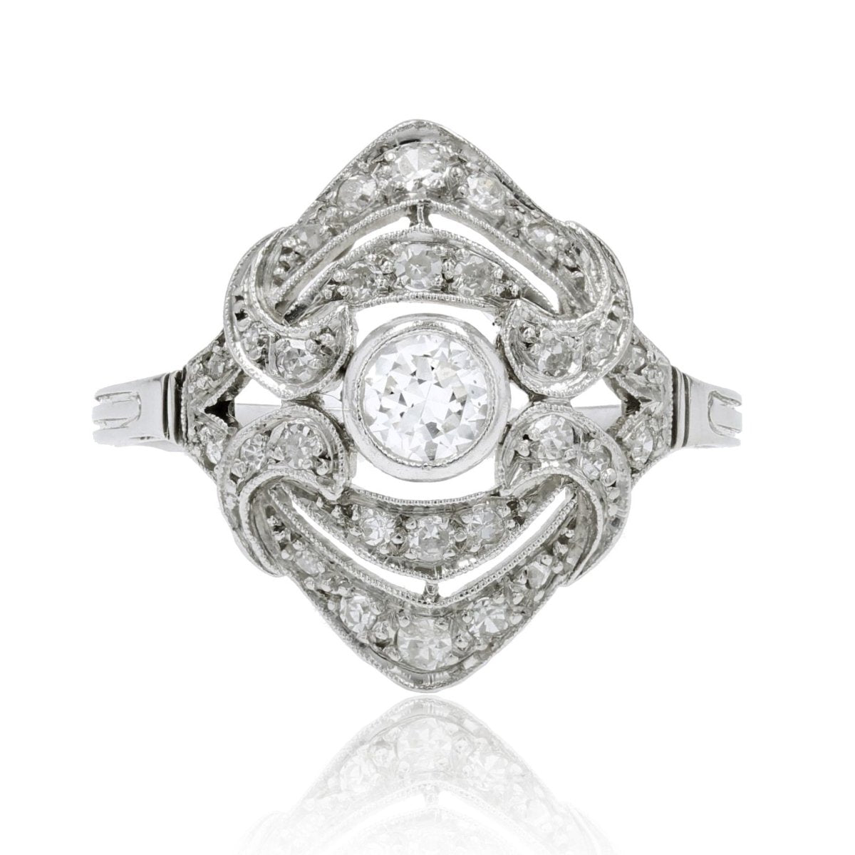 Bague diamants or blanc style art déco - Castafiore