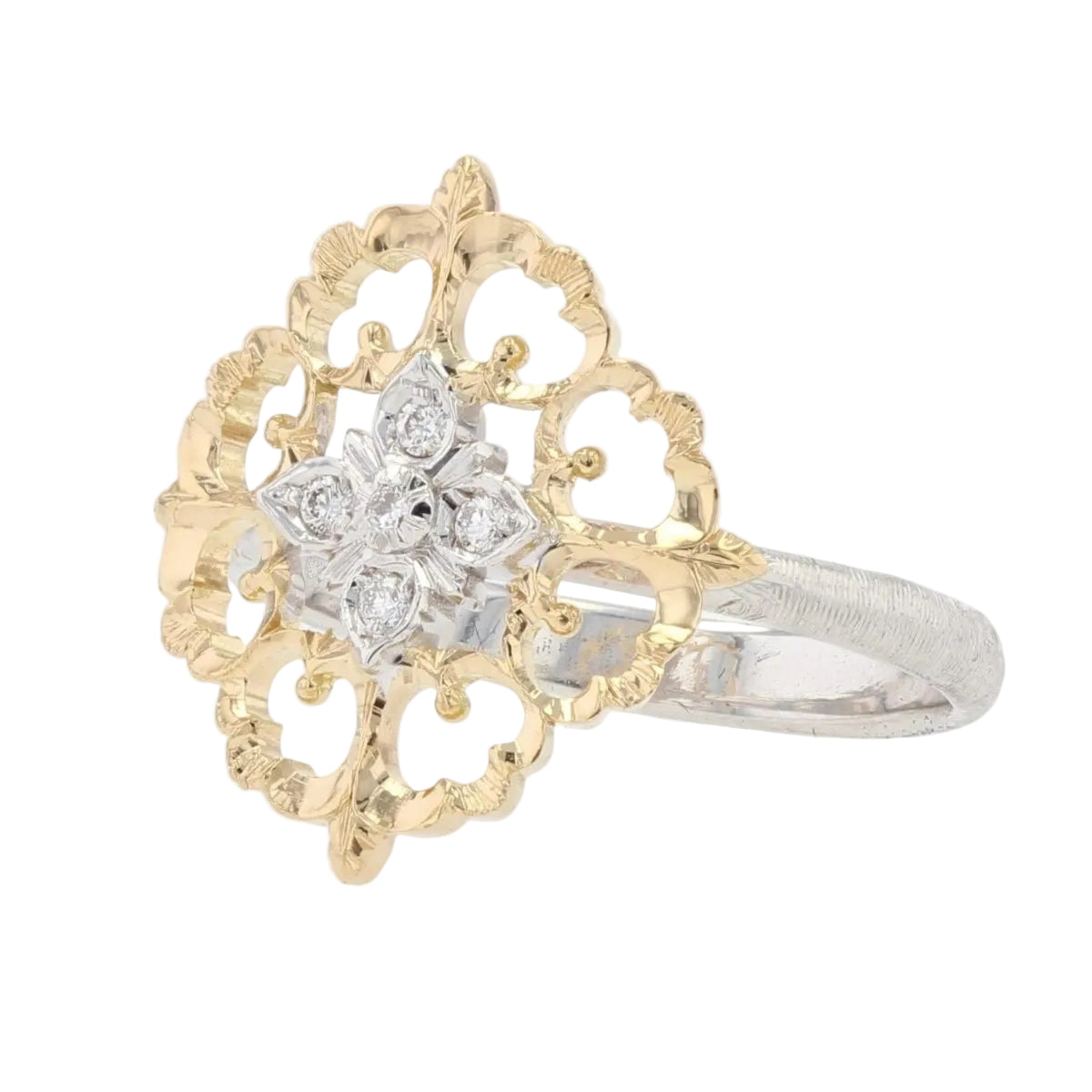 Bague diamants ors jaune et blanc arabesques grand modèle - Castafiore