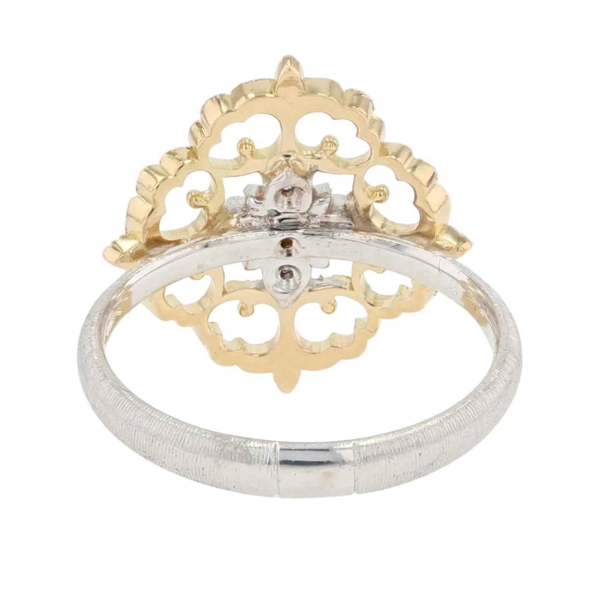 Bague diamants ors jaune et blanc arabesques grand modèle - Castafiore