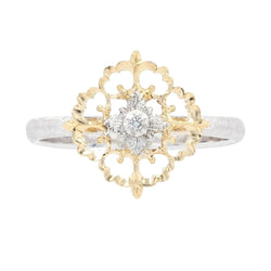 Bague diamants ors jaune et blanc arabesques petit modèle - Castafiore