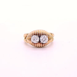 Bague diamants « Rocaille » 2 diamants pour 1,3 ct, or 18k - Castafiore