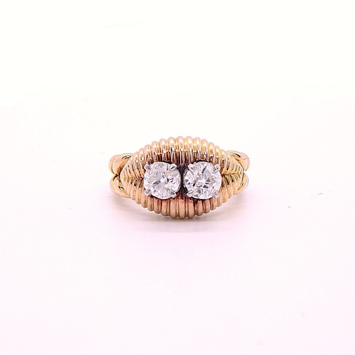 Bague diamants « Rocaille » 2 diamants pour 1,3 ct, or 18k - Castafiore
