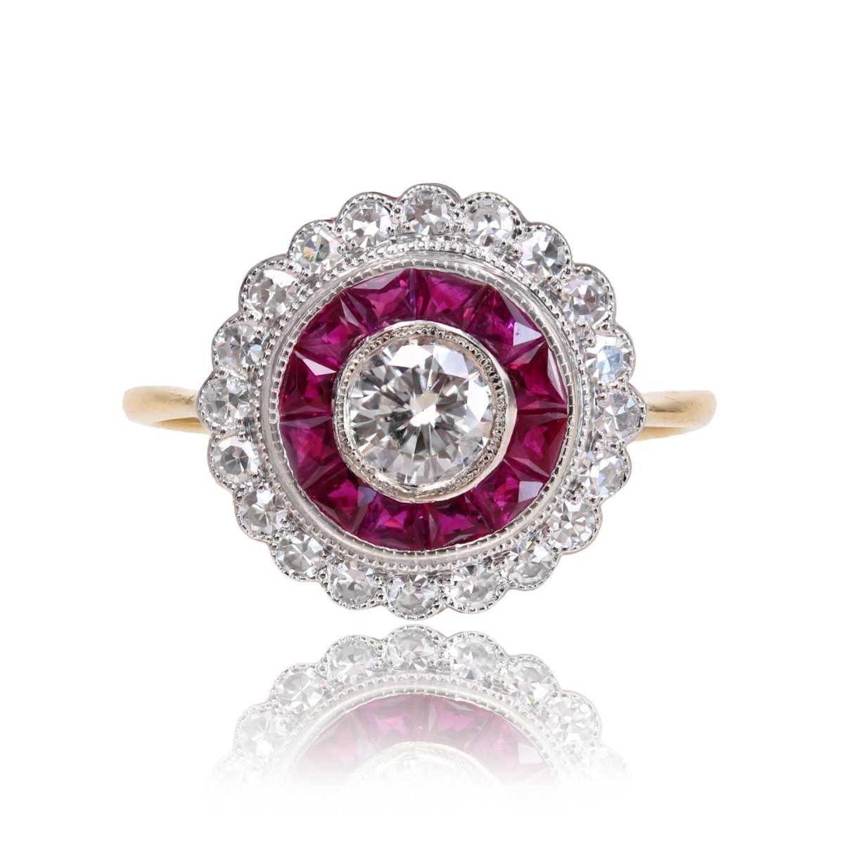 Bague diamants rubis calibrés style Art Déco - Castafiore