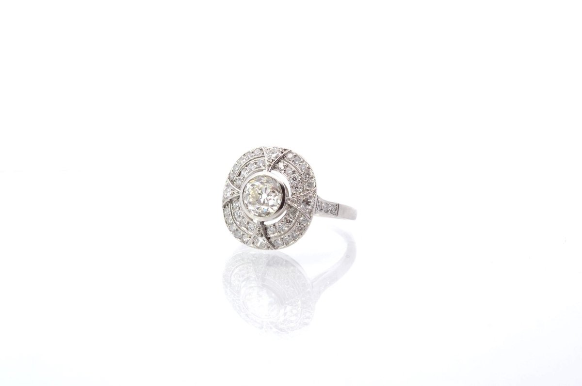 Bague diamants style art déco en platine - Castafiore
