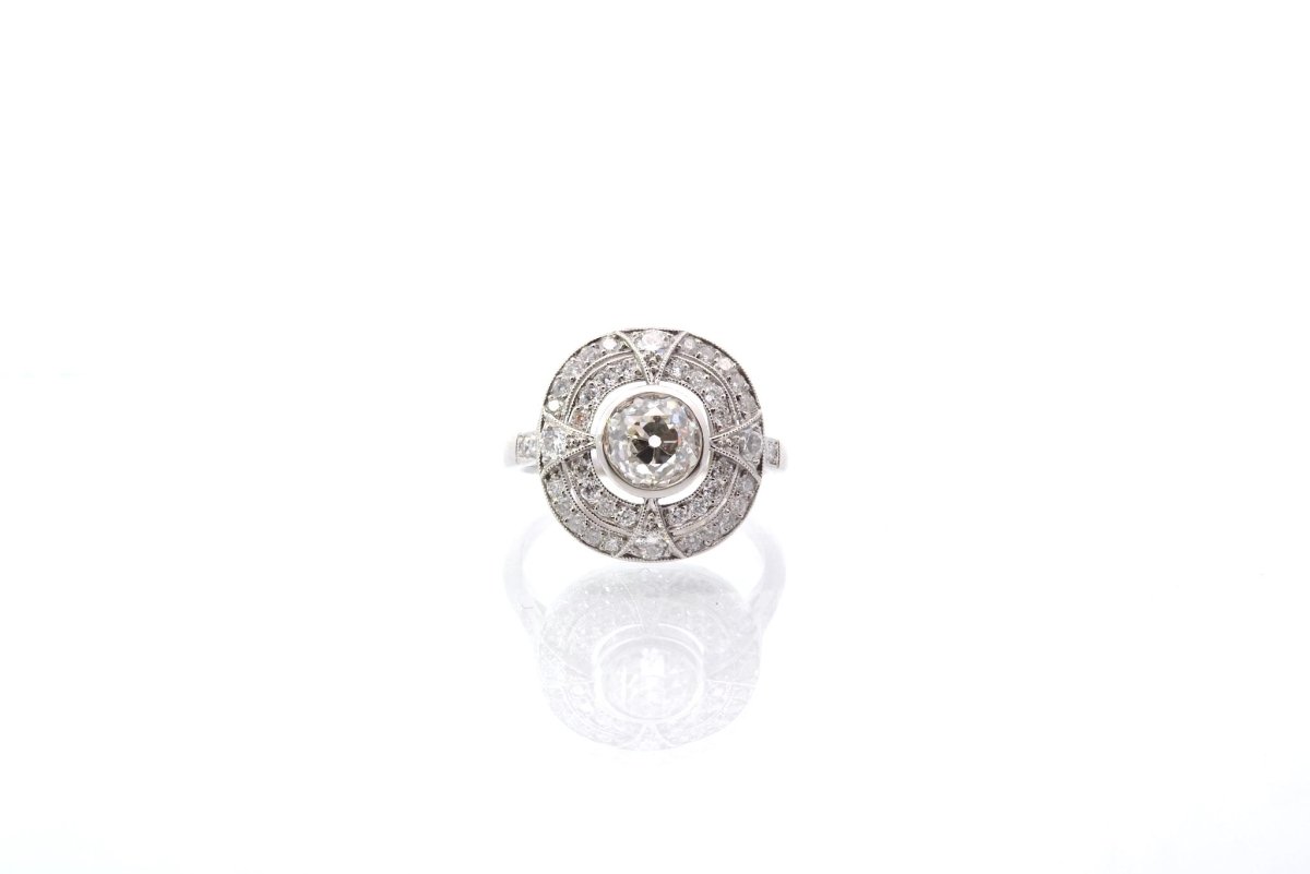 Bague diamants style art déco en platine - Castafiore