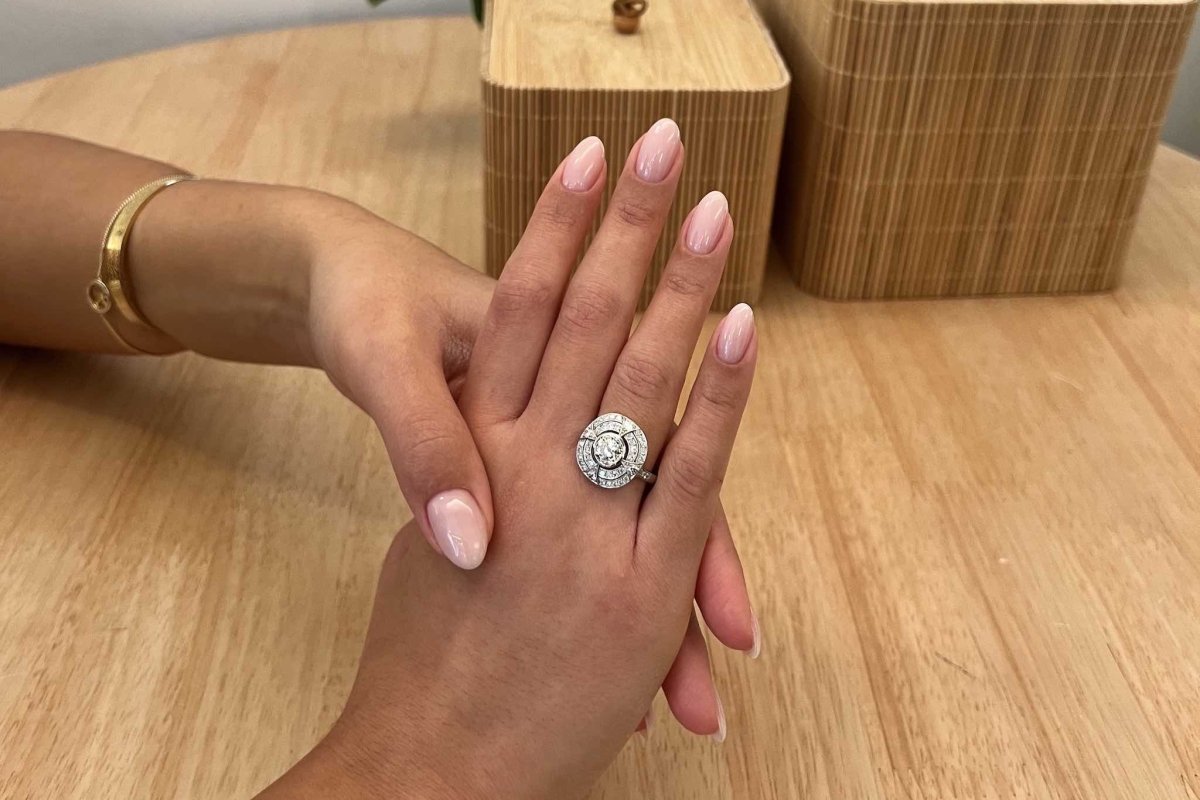 Bague diamants style art déco en platine - Castafiore