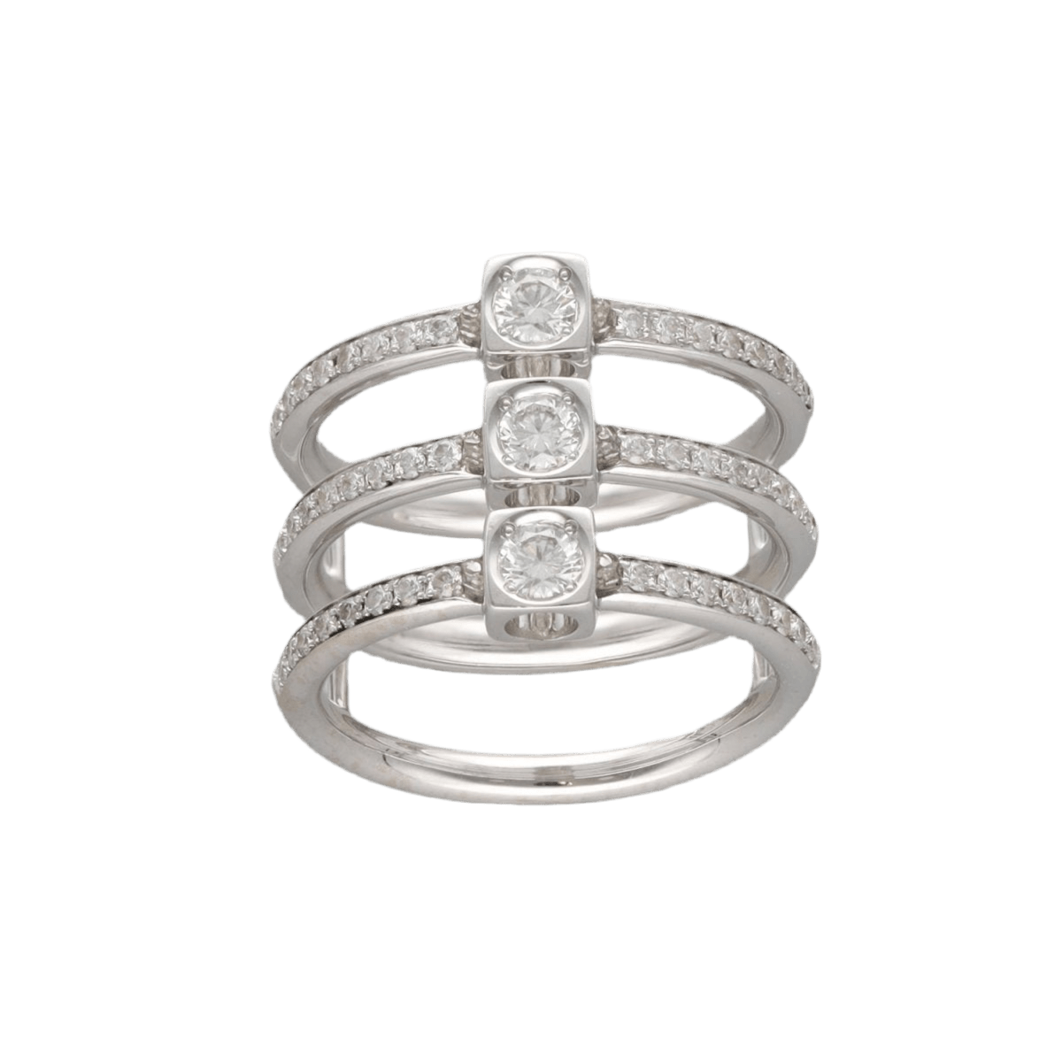 Bague DINH VAN "Le Cube Trilogie" en or gris et diamants - Castafiore