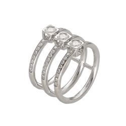 Bague DINH VAN "Le Cube Trilogie" en or gris et diamants - Castafiore