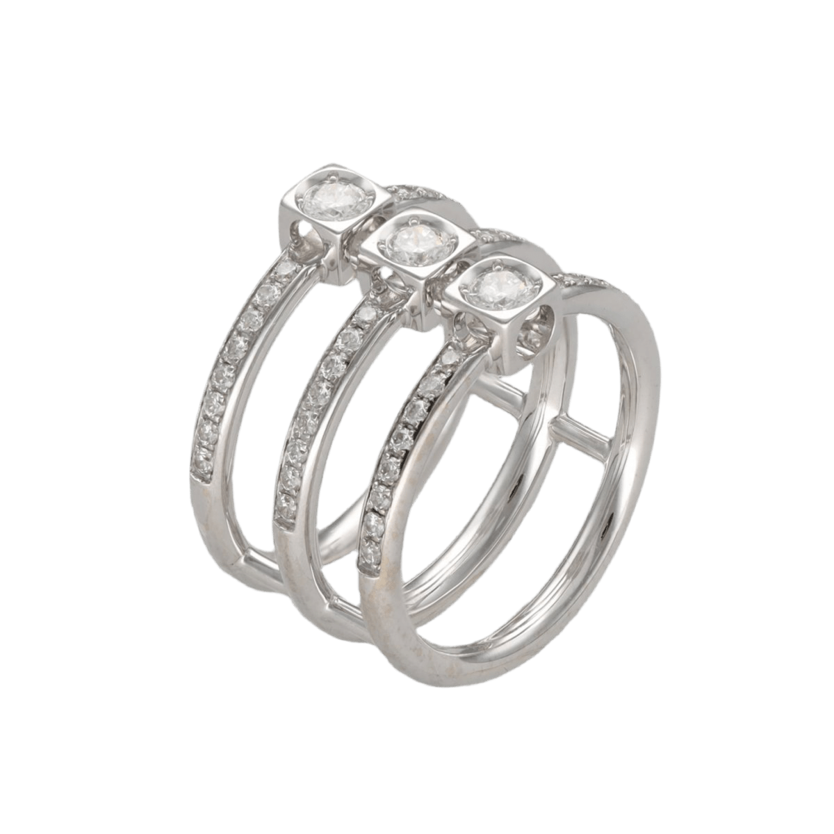 Bague DINH VAN "Le Cube Trilogie" en or gris et diamants - Castafiore