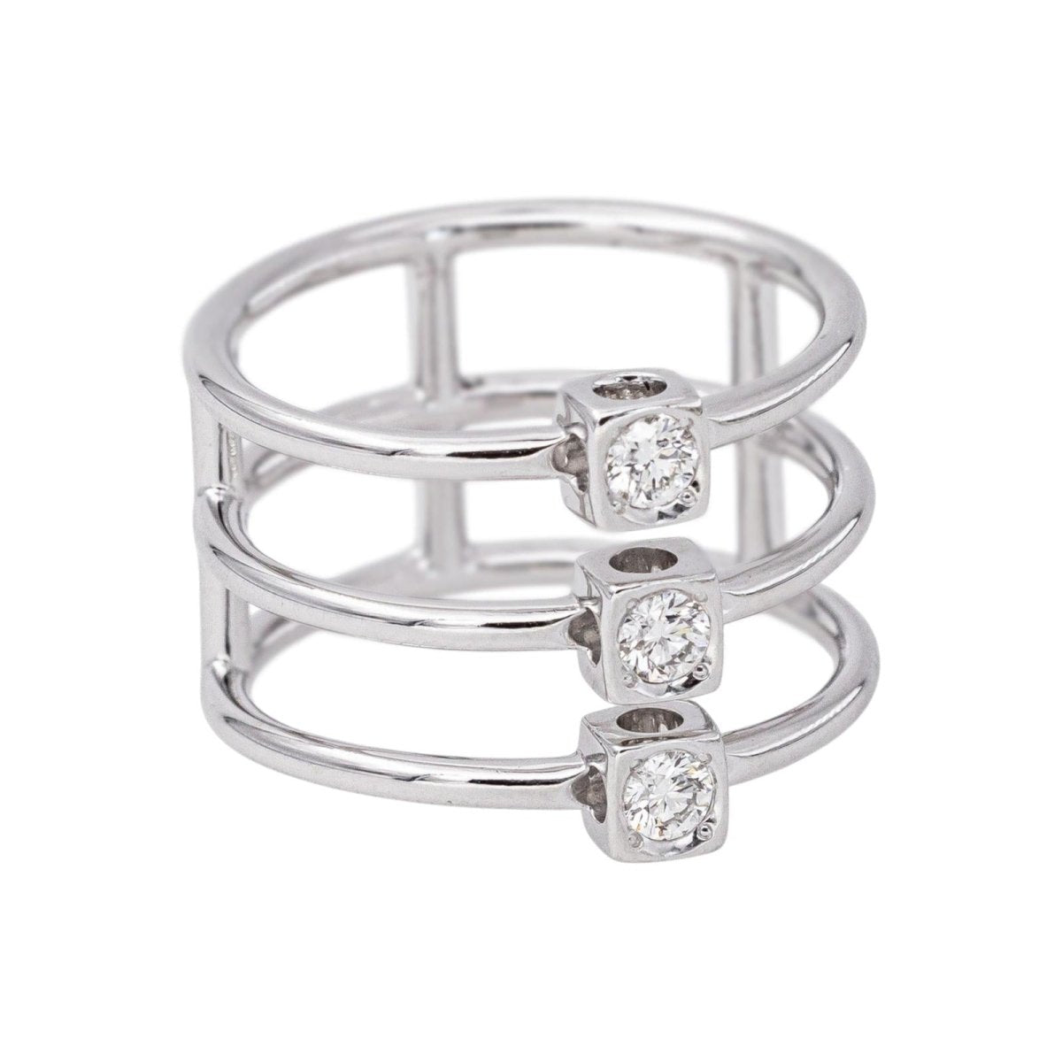 Bague DINH VAN "Les 3 Cubes" en or blanc et diamants - Castafiore