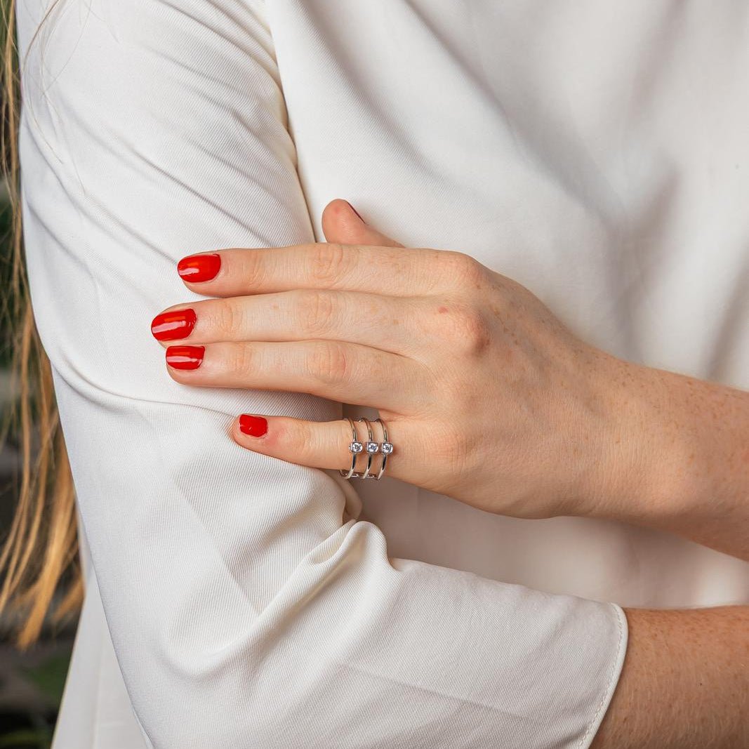 Bague DINH VAN "Les 3 Cubes" en or blanc et diamants - Castafiore