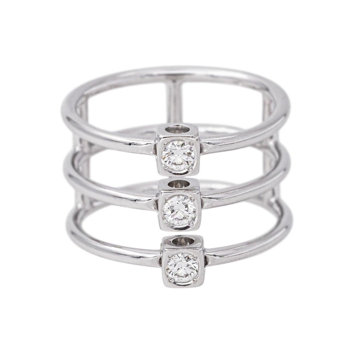 Bague DINH VAN "Les 3 Cubes" en or blanc et diamants - Castafiore