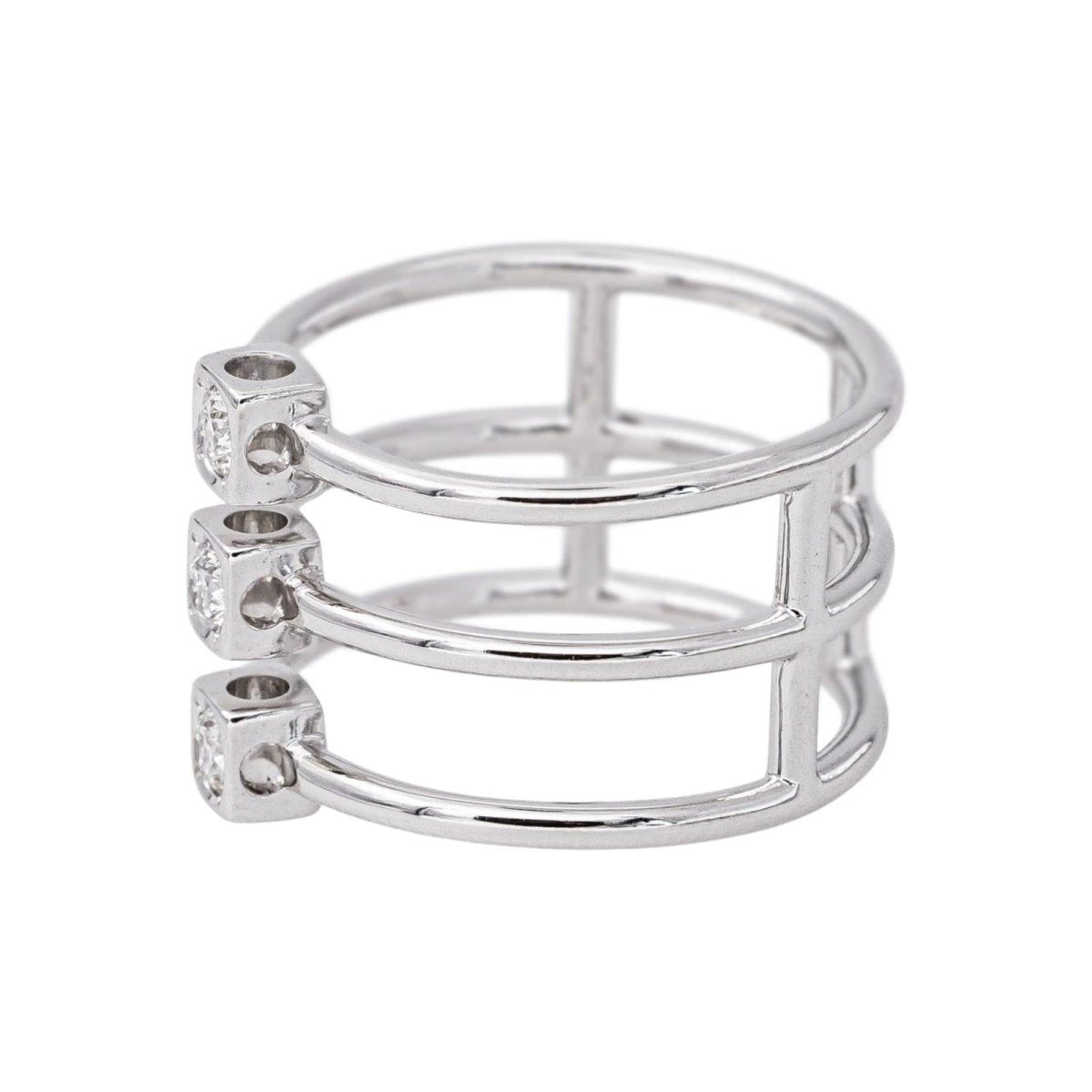 Bague DINH VAN "Les 3 Cubes" en or blanc et diamants - Castafiore