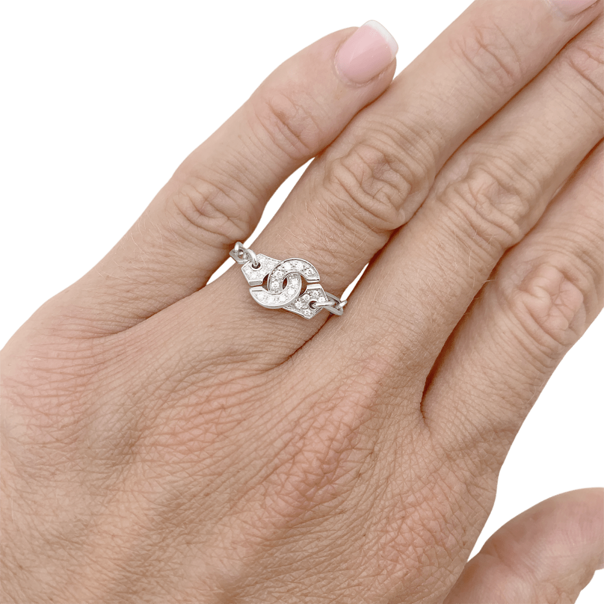 Bague DINH VAN "Menottes R7.5" en or blanc et diamants - Castafiore