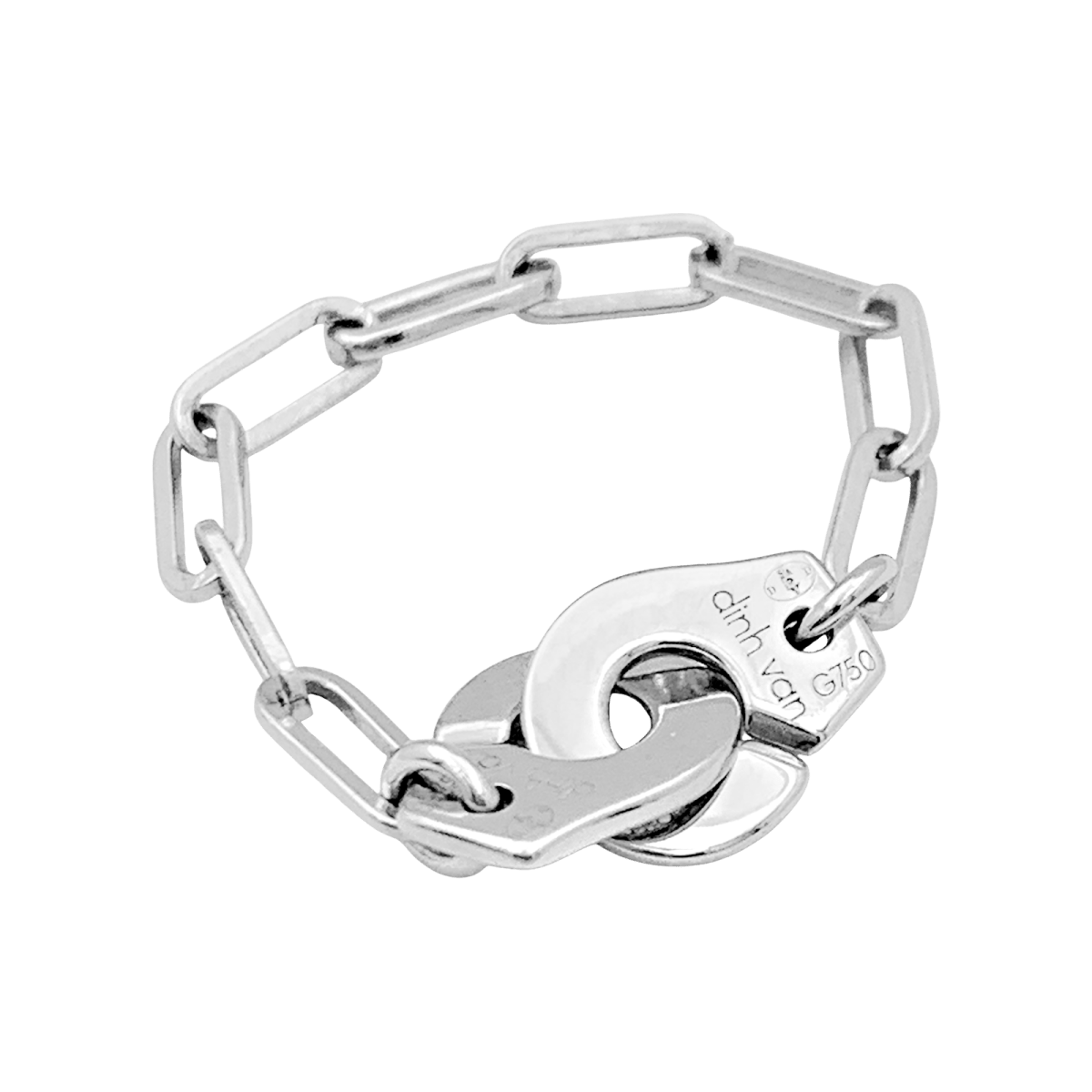 Bague DINH VAN "Menottes R7.5" en or blanc et diamants - Castafiore