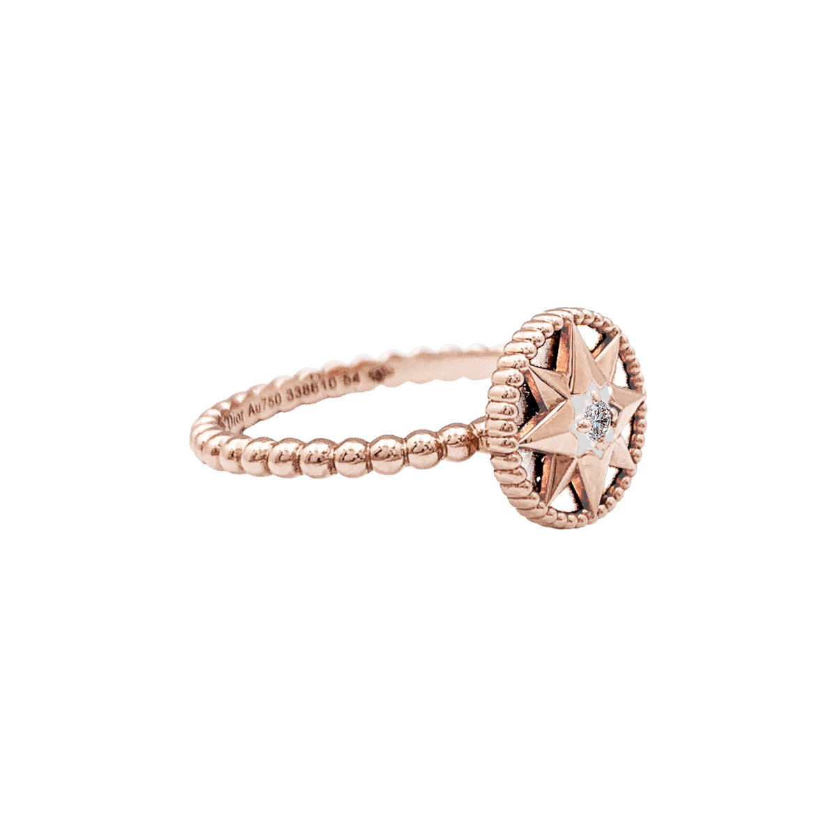 Bague Dior "Rose des Vents" en or jaune, nacre et diamant. - Castafiore
