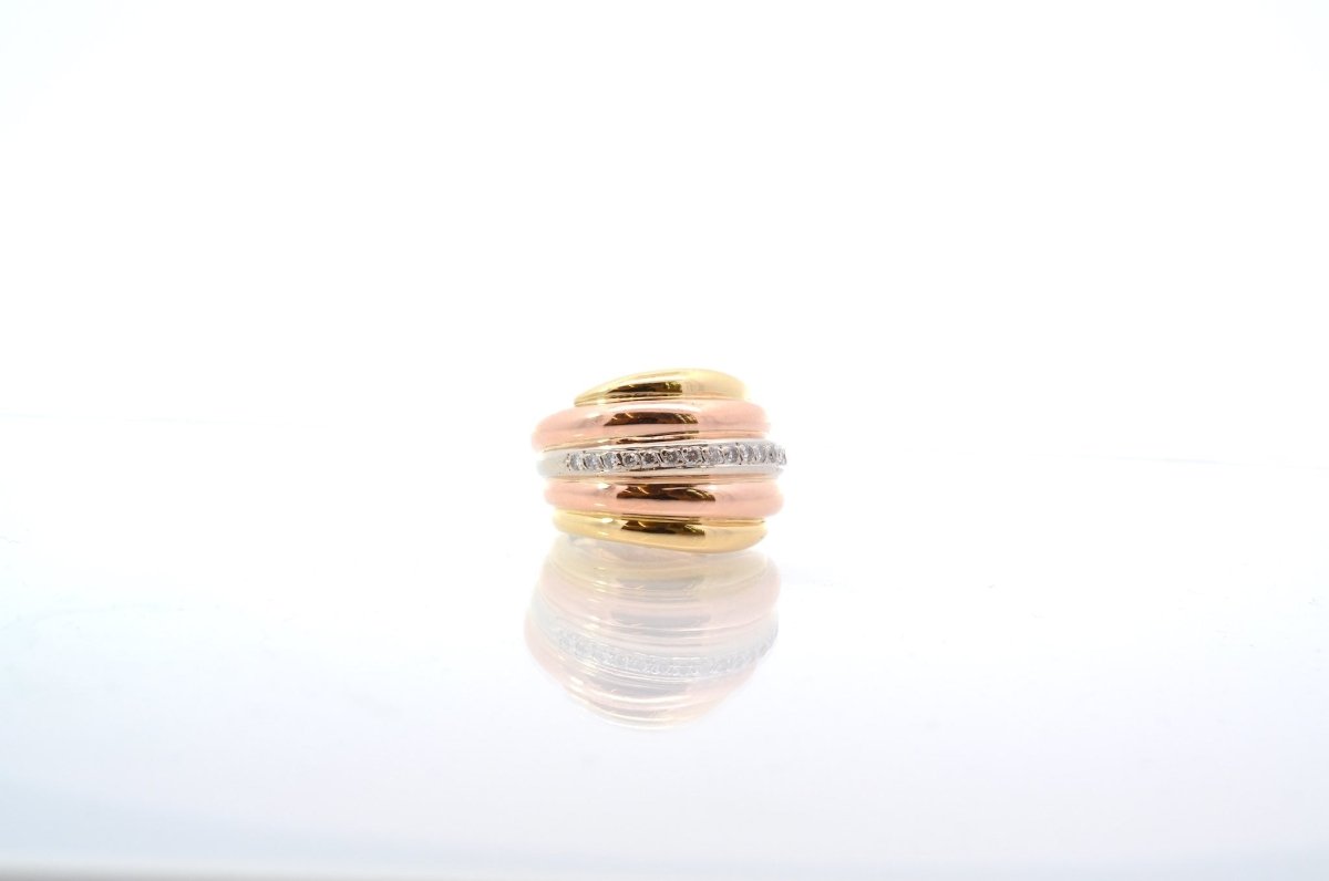 Bague d'occasion diamants en or rose et jaune 18k - Castafiore