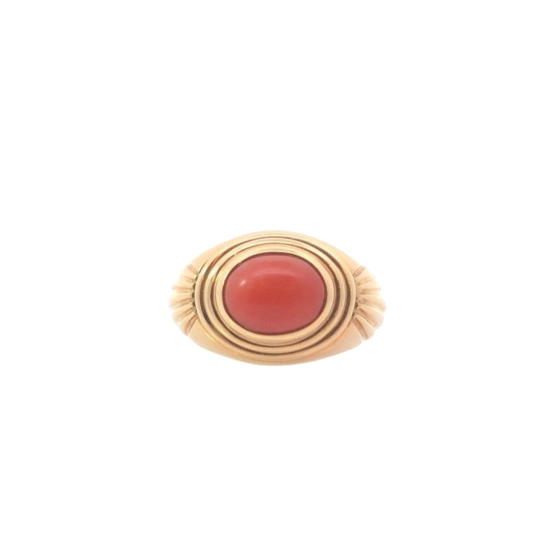 Bague d'occasion signée Boucheron corail ovale en or - Castafiore