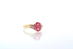 Bague d'occasion tourmaline et diamants en or jaune 18k - Castafiore