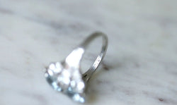 Bague dôme Art Deco aigue - marine et diamant - Castafiore