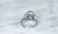 Bague dôme Art Deco aigue - marine et diamant - Castafiore