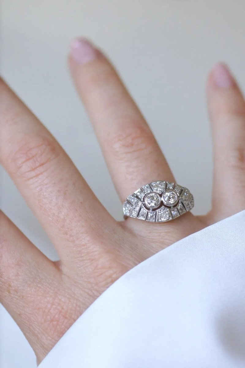 Bague Dome Art Déco Diamants - Castafiore