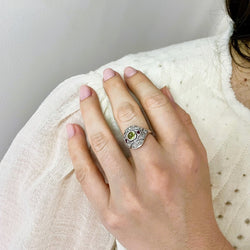 Bague Dôme Art Déco péridot rubis diamants - Castafiore