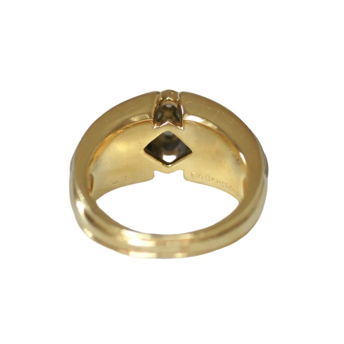 Bague Dôme BOUCHERON en or jaune, cristal de roche et diamants - Castafiore