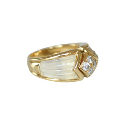 Bague Dôme BOUCHERON en or jaune, cristal de roche et diamants - Castafiore