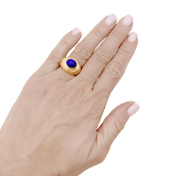 Bague Dôme BOUCHERON "Jaïpur" en or jaune et lapis - lazuli - Castafiore