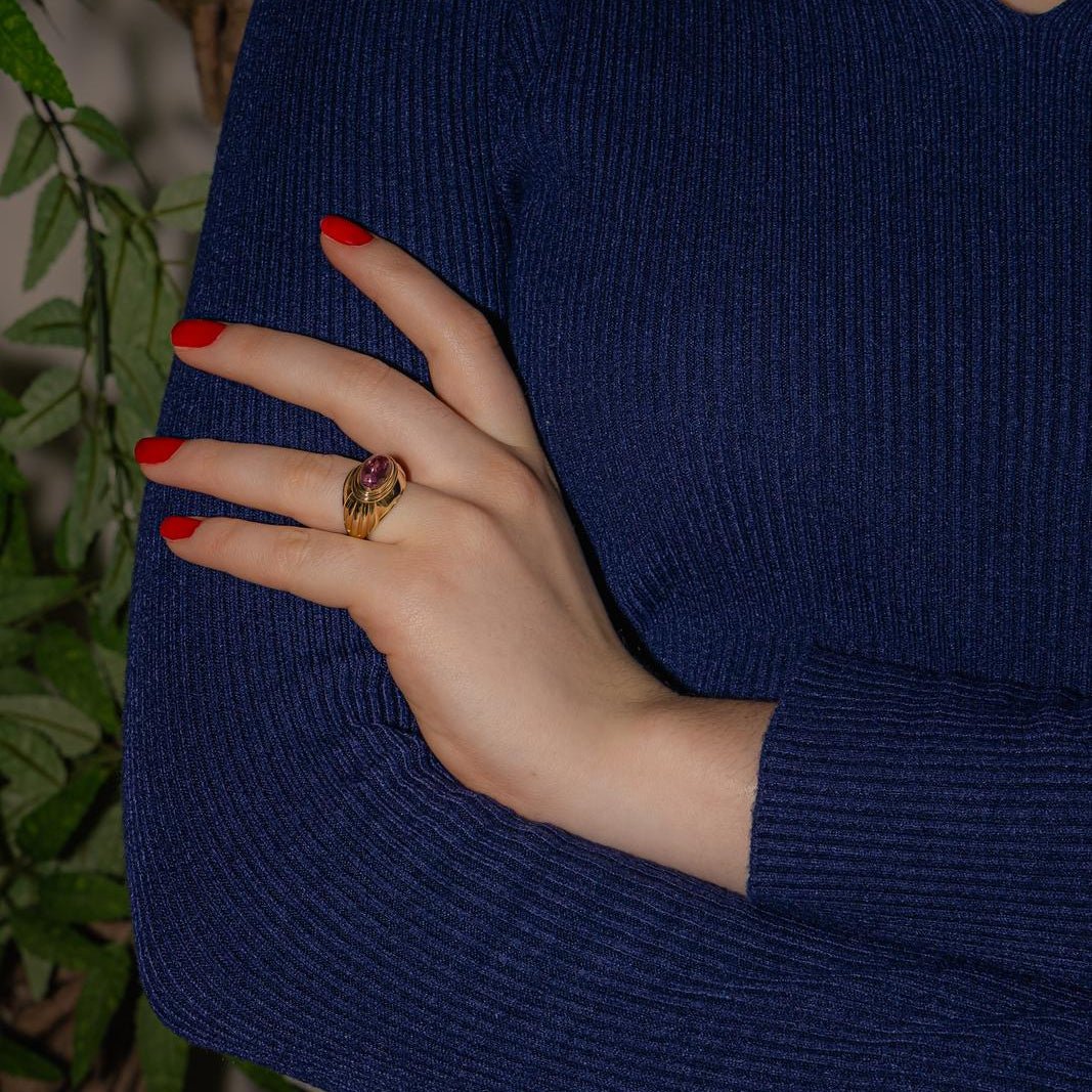 Bague Dôme BOUCHERON "Jaïpur" en or jaune et tourmaline - Castafiore