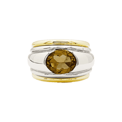 Bague Dôme BOUCHERON "Roxane" en or blanc, or jaune et citrine - Castafiore