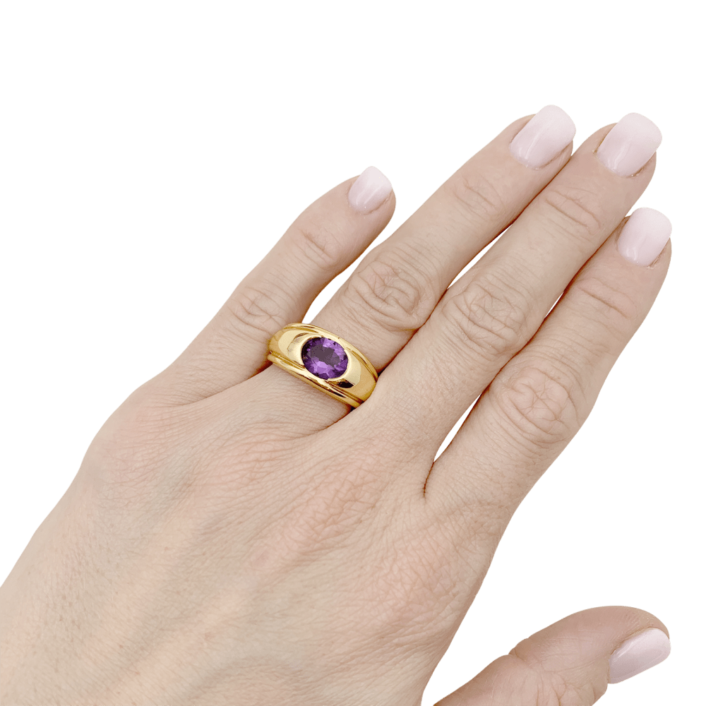 Bague Dôme BOUCHERON "Roxane" en or jaune et améthyste - Castafiore