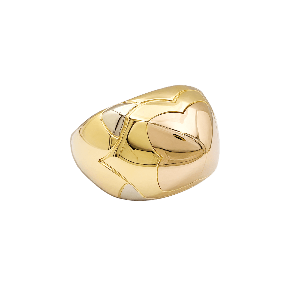 Bague Dôme BULGARI "Pyramide" en or blanc, or jaune et or rose - Castafiore