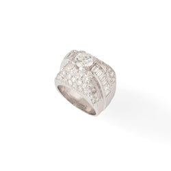 Bague Dôme carré en platine et diamants - Castafiore