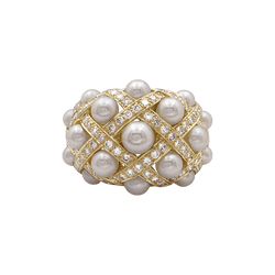 Bague Dôme CHANEL "Baroque" en or jaune, perles et diamants - Castafiore