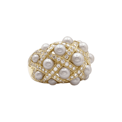 Bague Dôme CHANEL "Baroque" en or jaune, perles et diamants - Castafiore