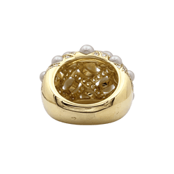 Bague Dôme CHANEL "Baroque" en or jaune, perles et diamants - Castafiore