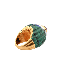 Bague Dôme DAVID WEBB en or jaune, malachite, rubis et diamants - Castafiore