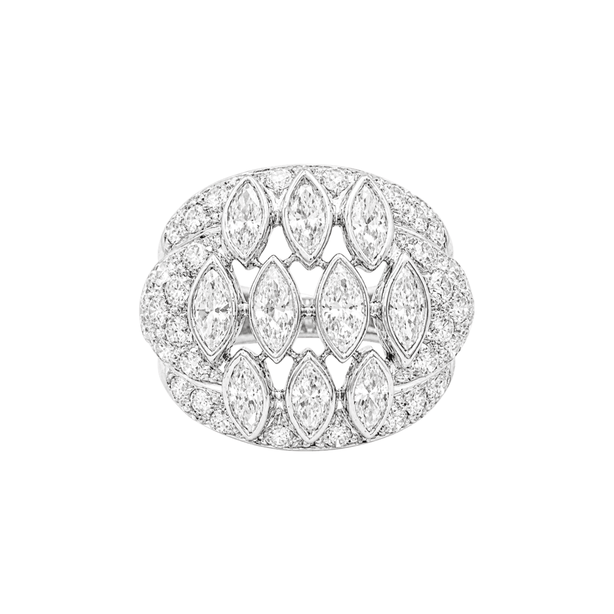 Bague Dôme en or blanc et diamants - Castafiore