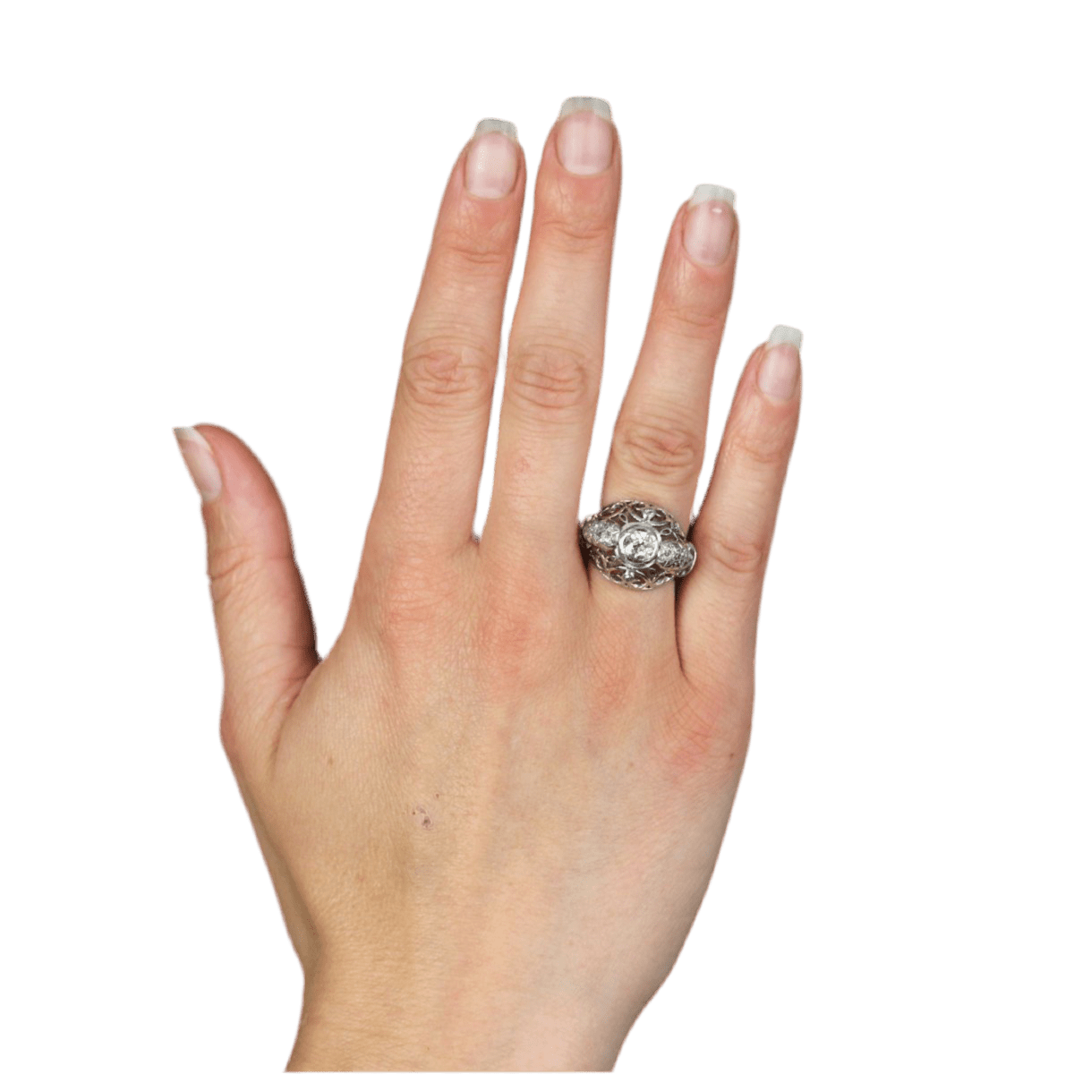 Bague Dôme en or blanc et diamants - Castafiore