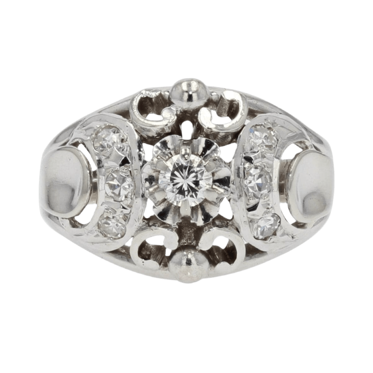 Bague Dôme en or blanc et diamants - Castafiore
