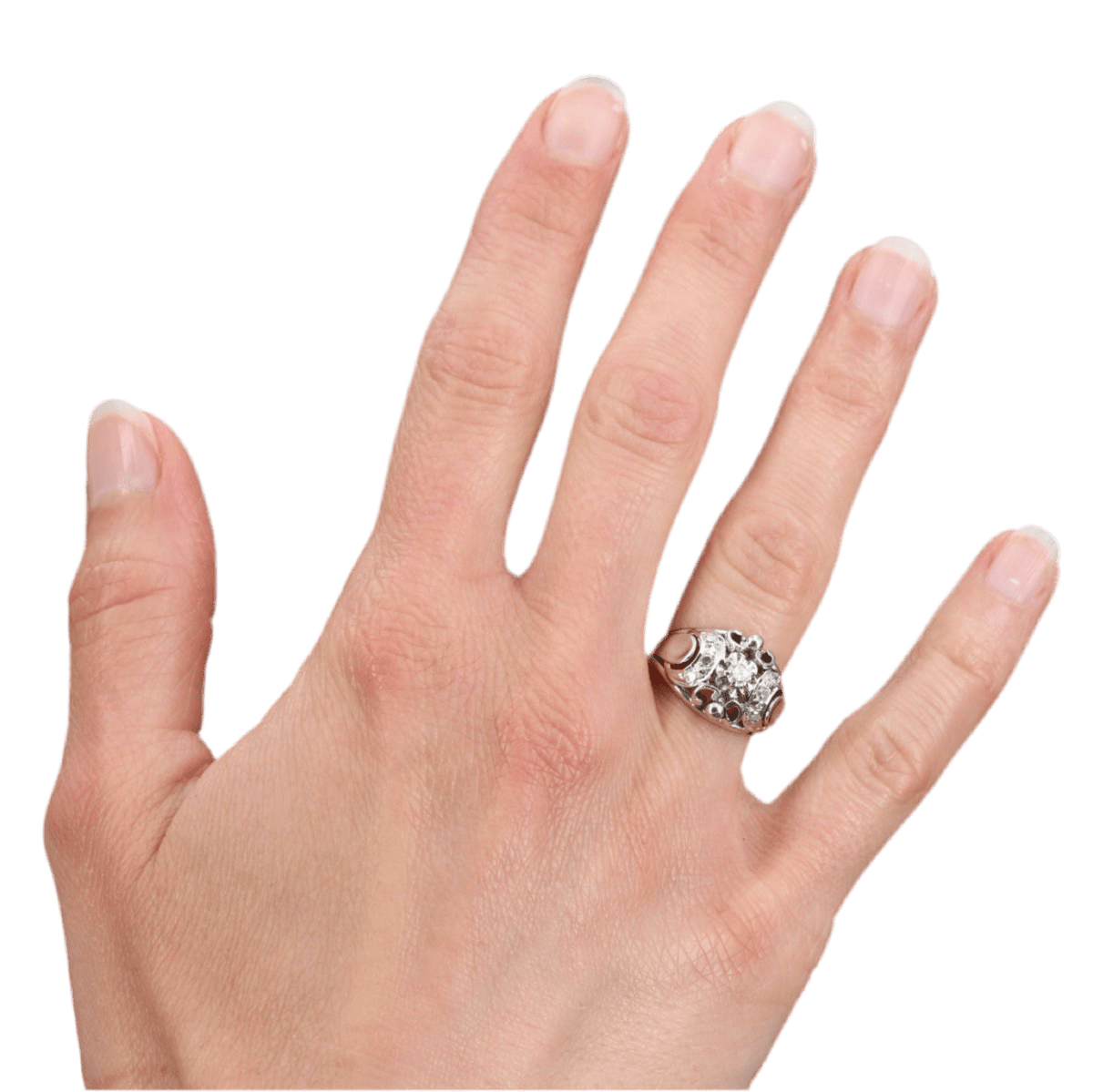 Bague Dôme en or blanc et diamants - Castafiore