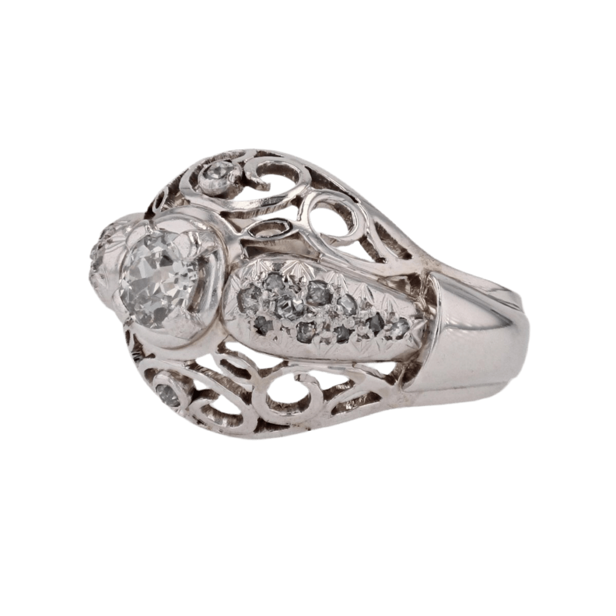 Bague Dôme en or blanc et diamants - Castafiore